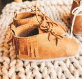 Leather Lace Up Fringe Shoes